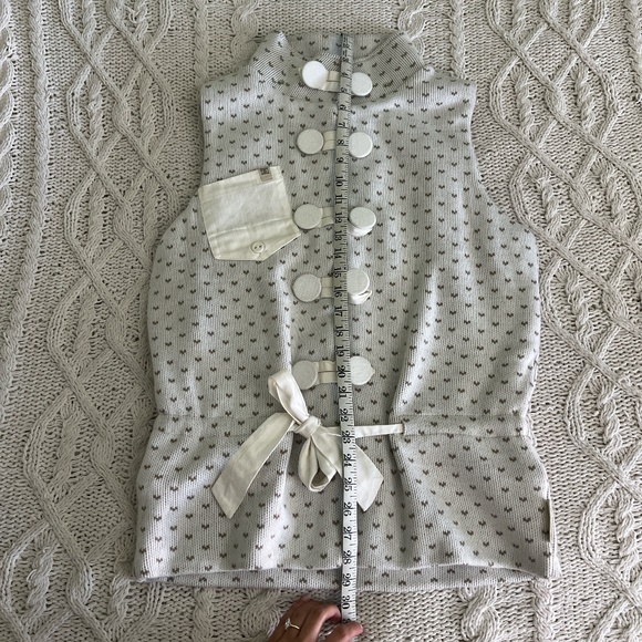 Vintage Y2K Grey White and Brown Heart "Polka Dot" Vest Sweater - Picture 5 of 8